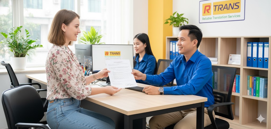 Khách hàng dịch thuật công chứng bảng điểm tại Dịch thuật Uy Tín - RTRANS